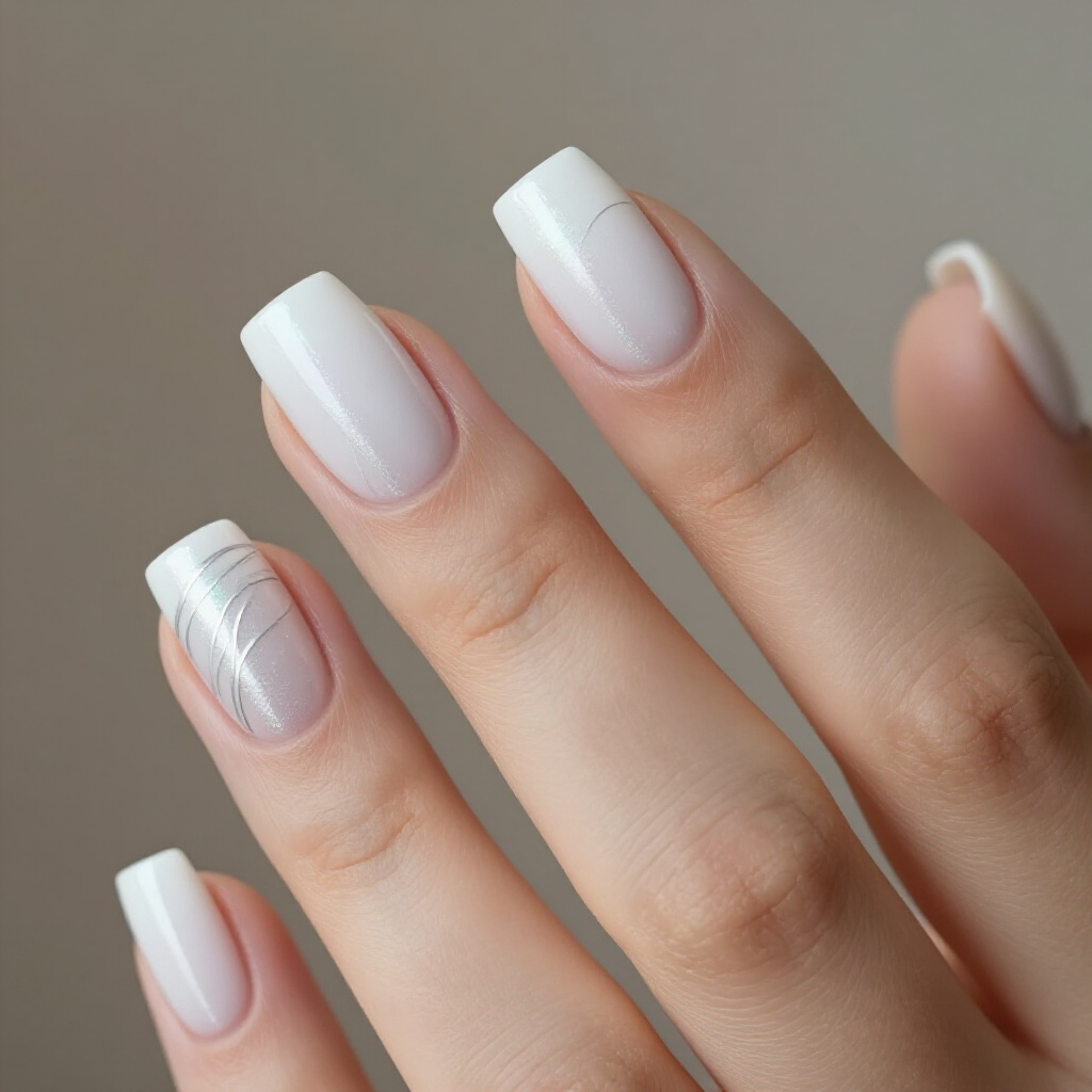 Chic White Short Chrome Nails for a Minimalist Vibe - white short chrome nails