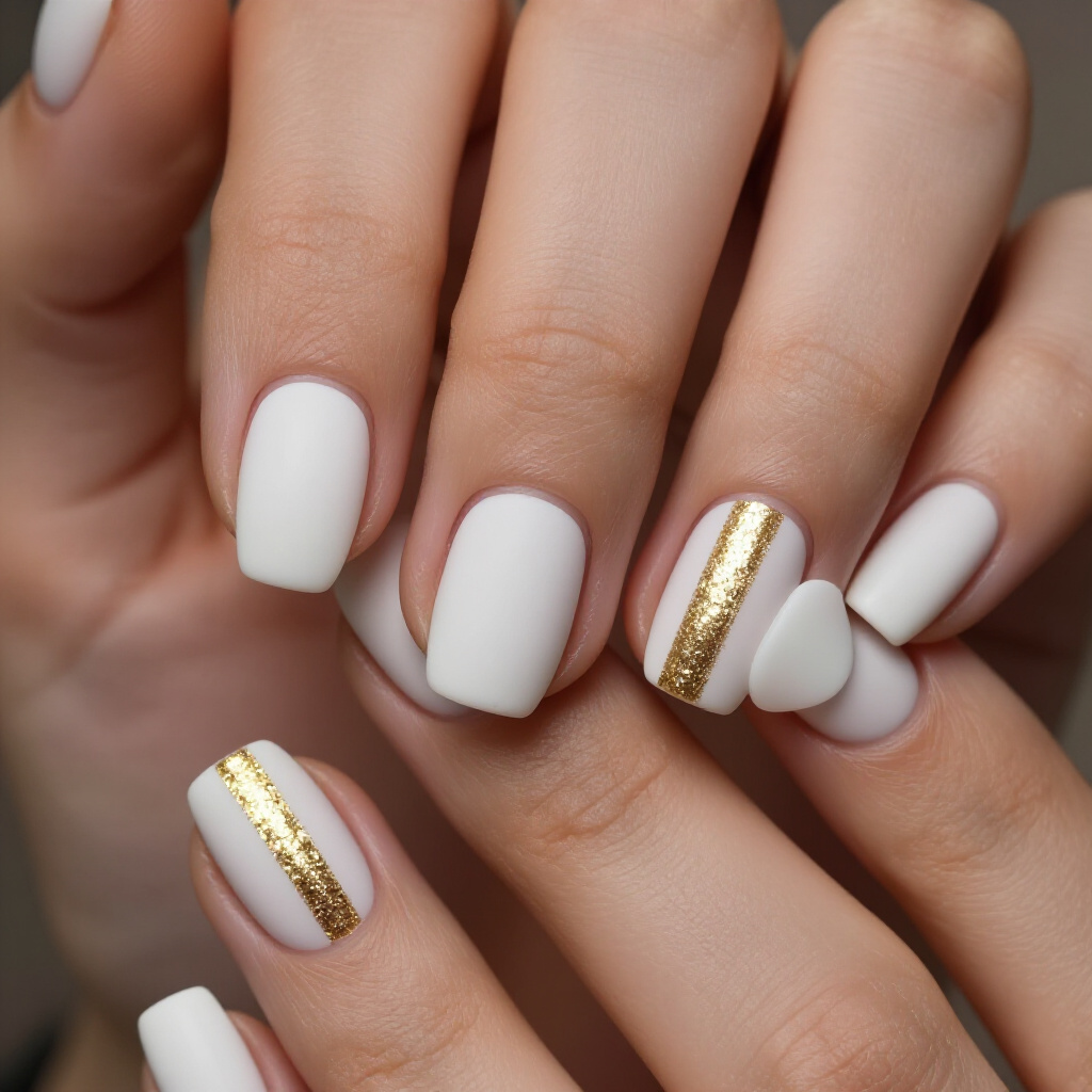 Sparkling All-Over White Short Chrome Nails - white short chrome nails