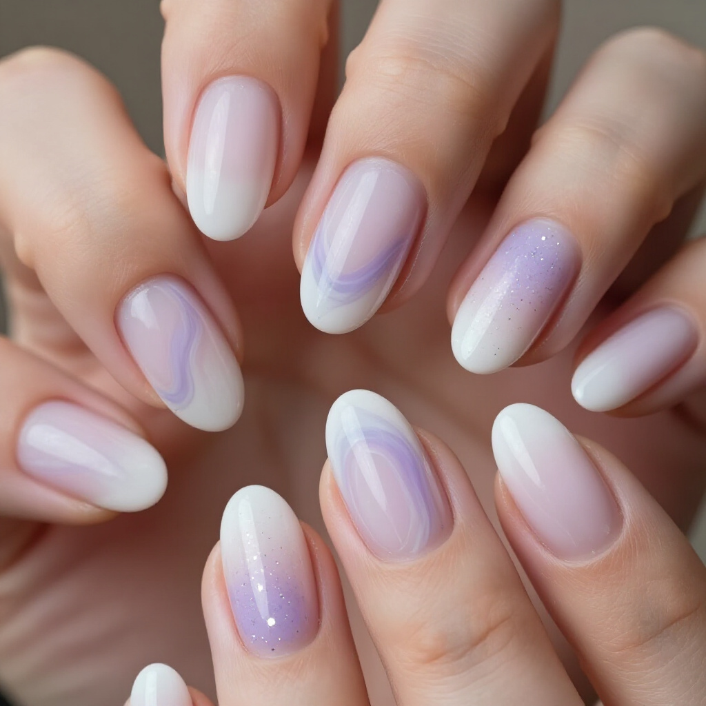 Elegant French Tip White Short Chrome Nails - white short chrome nails