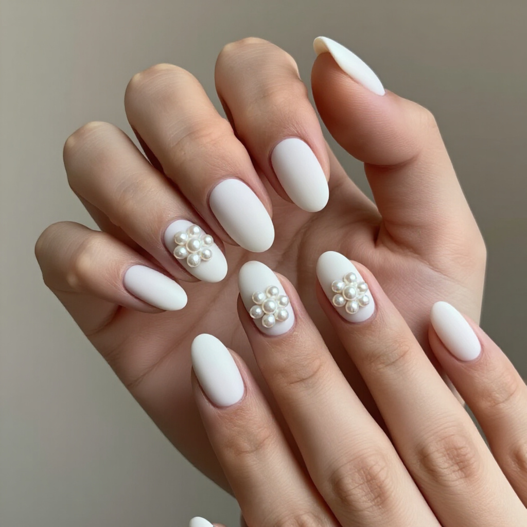Playful Chrome Accents on White Short Nails - white short chrome nails