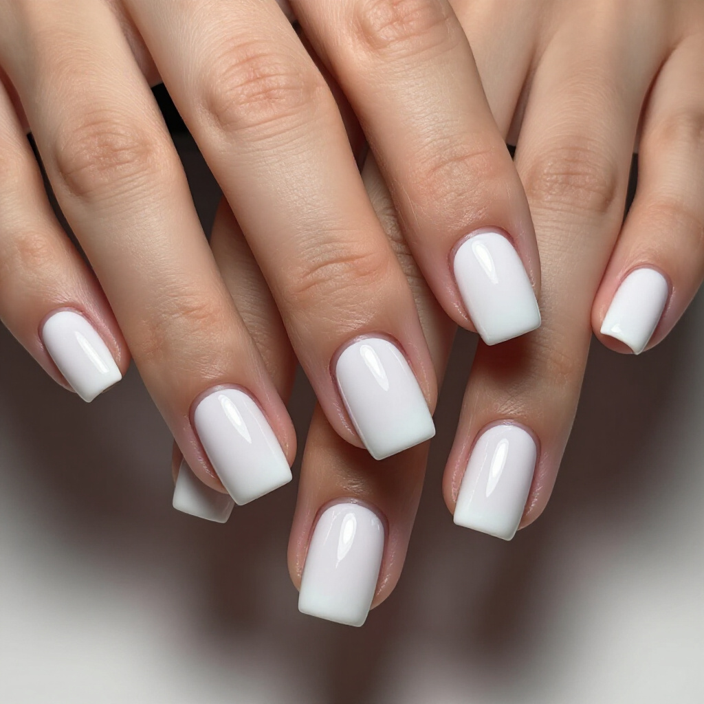 Geometric White Short Chrome Nails for a Modern Edge - white short chrome nails