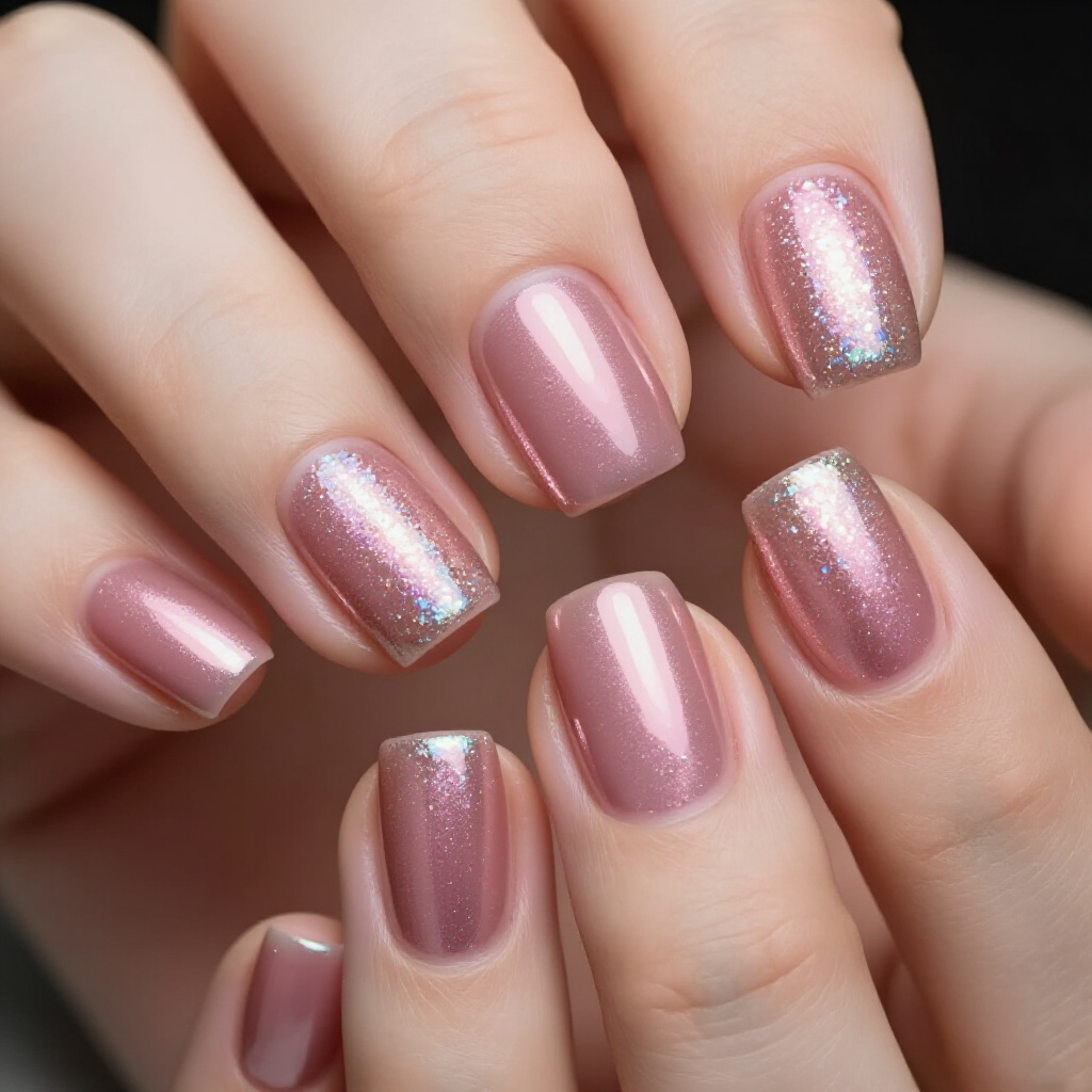 Embrace the Shine: Chic Pink Short Classy Chrome Nails for a Polished Look - pink short classy chrome nails