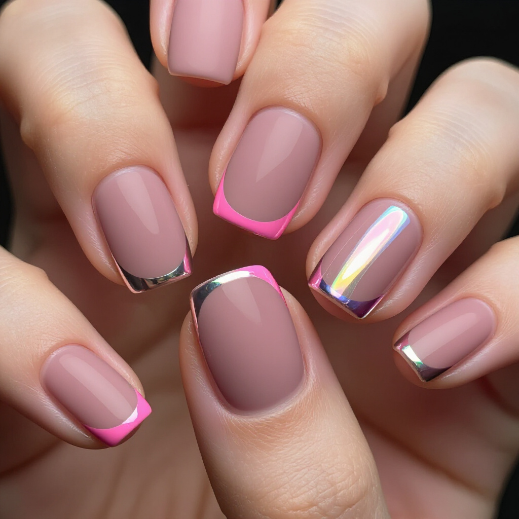 Metallic Rose Gold Chrome: Luxurious Pink Short Classy Chrome Nails - pink short classy chrome nails