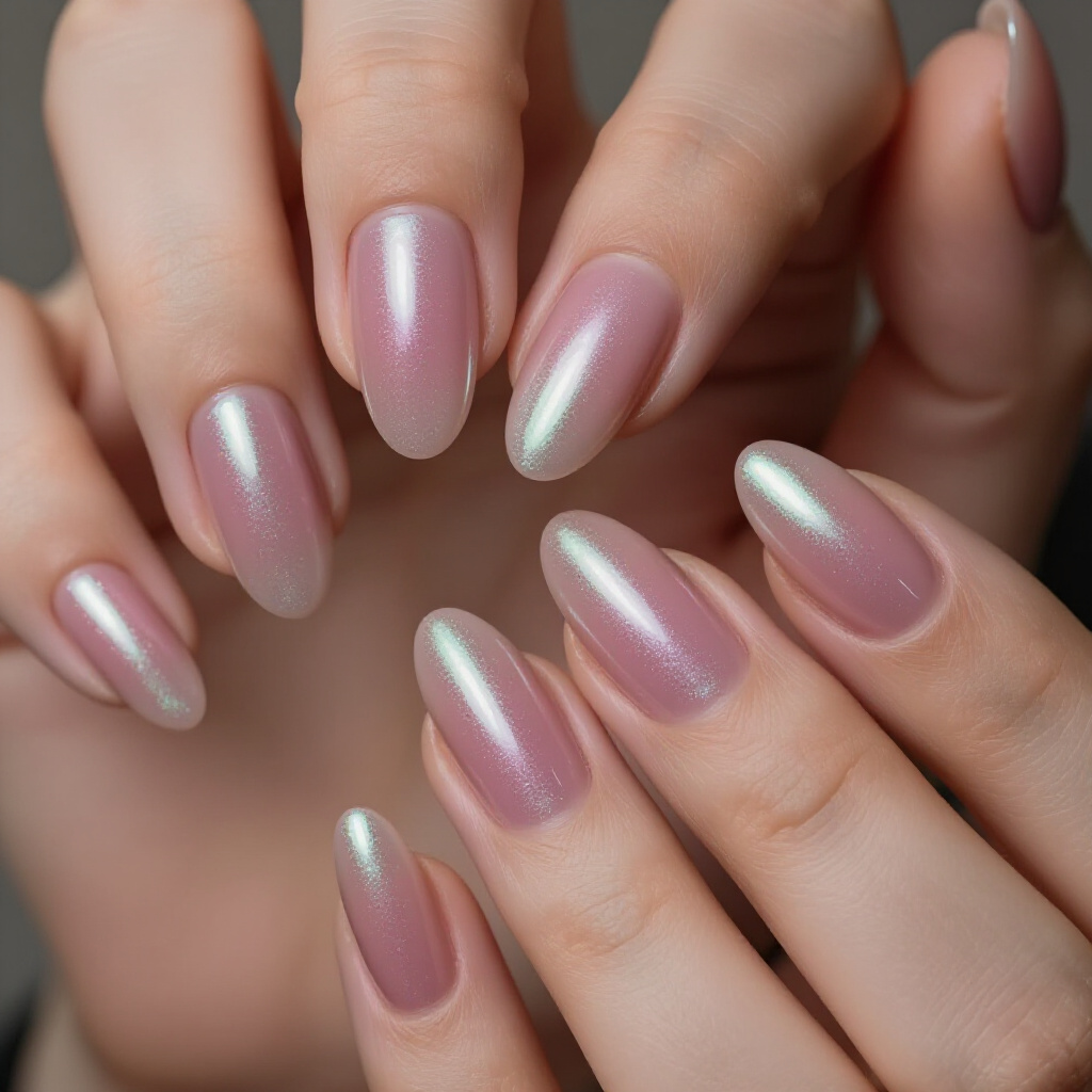 The Perfect Pairing: Pink and White Short Simple Chrome Nails Designs - pink short simple chrome nails