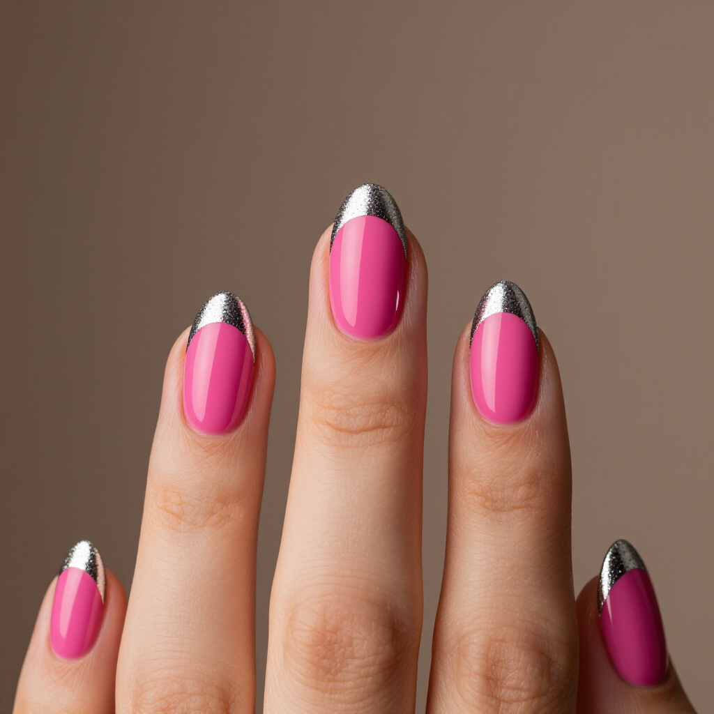 French Tip Pink Short Cute Chrome Nails: A Modern Twist on a Classic - pink short cute chrome nails