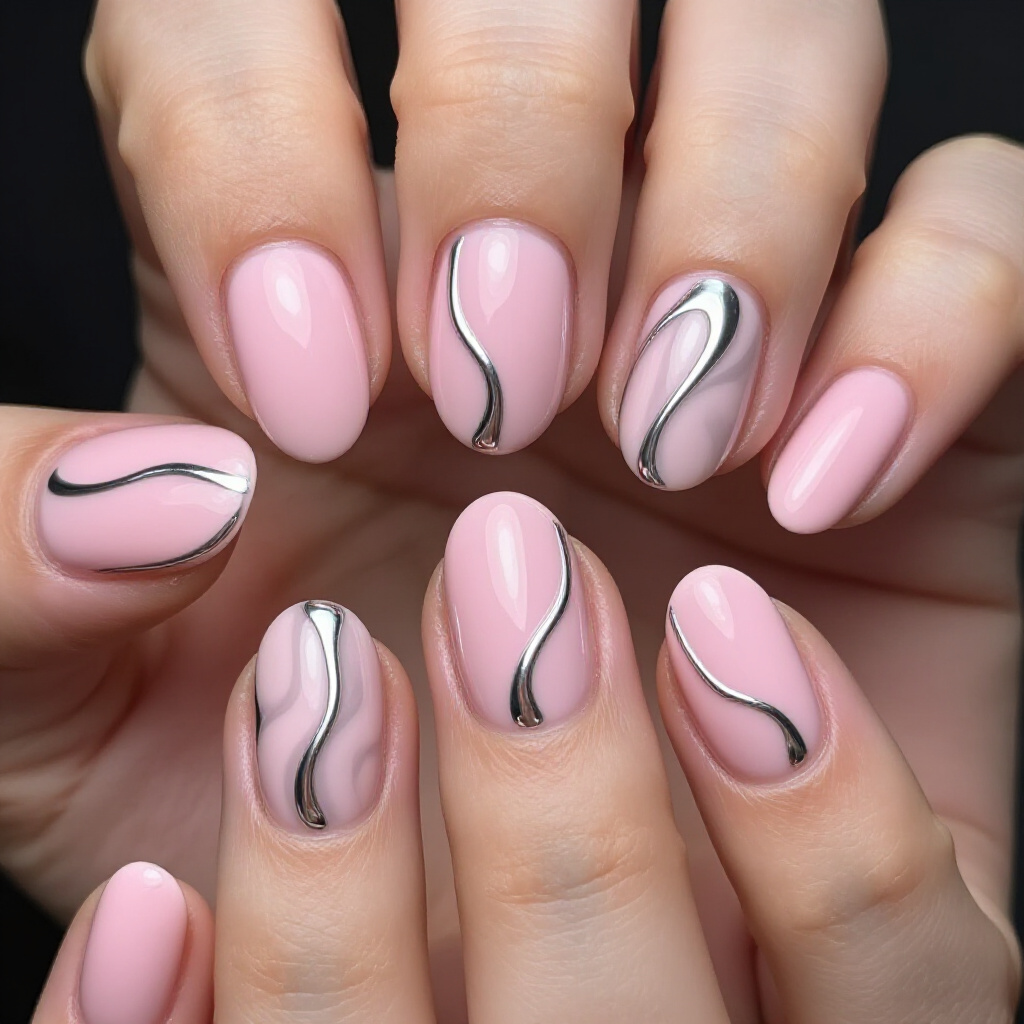 Matte Pink Short Cute Chrome Nails: Unexpected Texture and Shine - pink short cute chrome nails