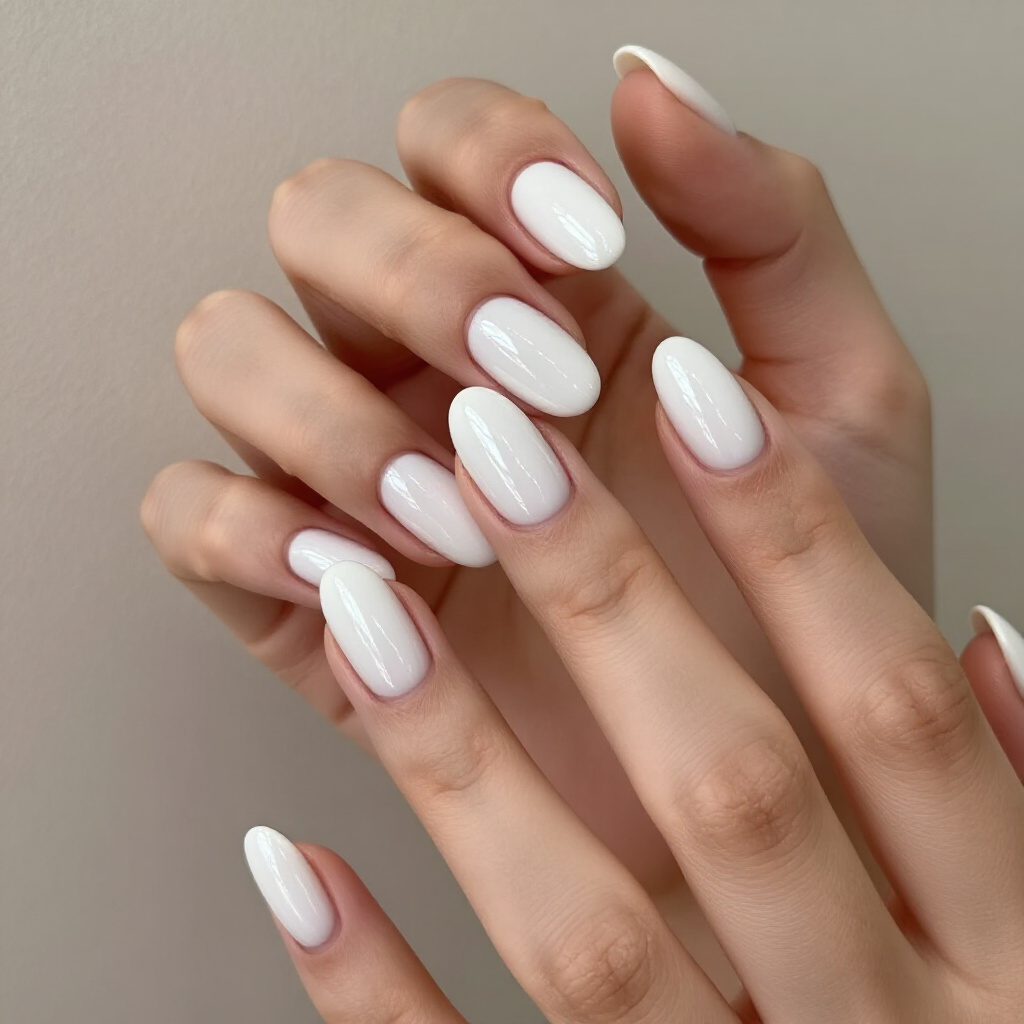 Matte White Almond Chrome with a Silky, Soft-Focus Glow - white almond chrome nails
