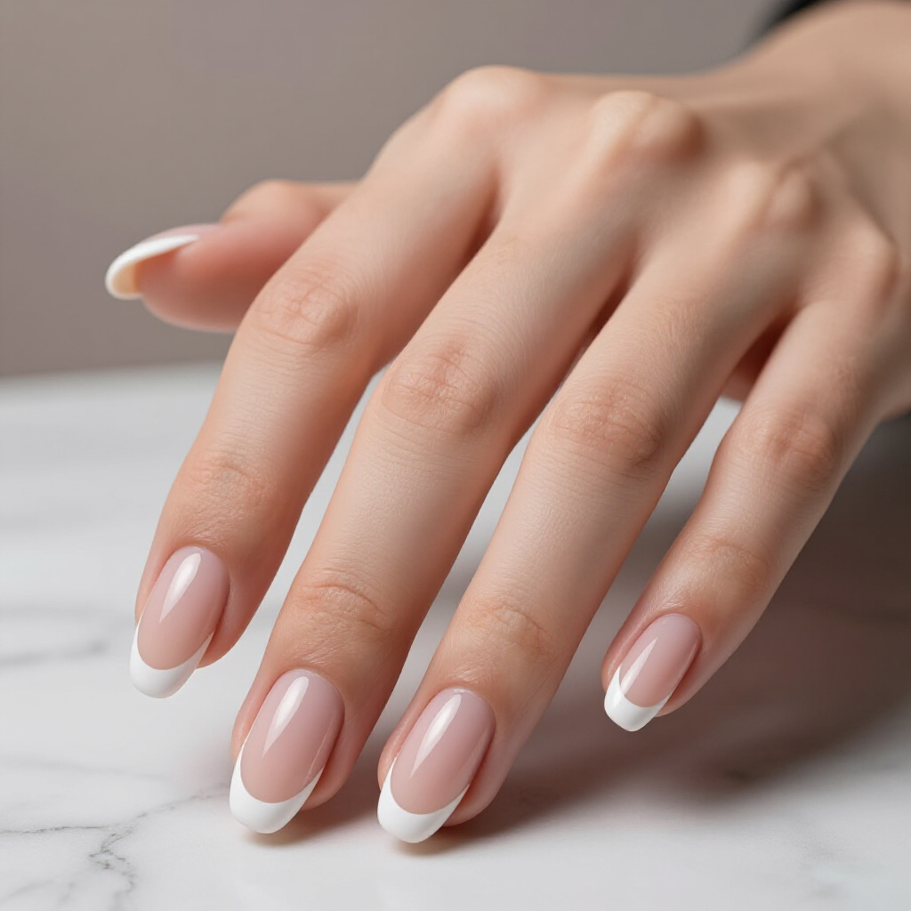 Subtle French Tip White Almond Chrome for a Modern Twist - white almond chrome nails