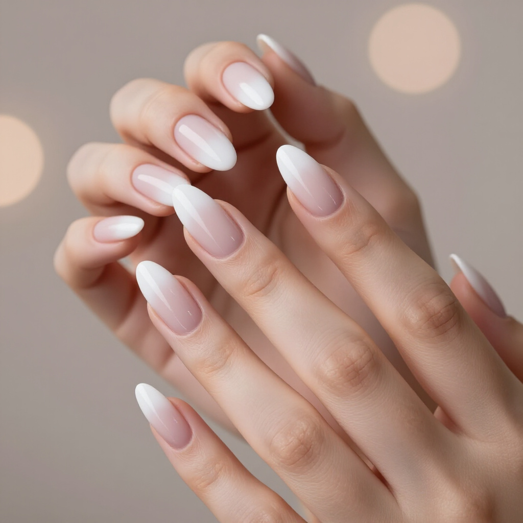 Angel Wing White Almond Chrome with Delicate Detail - white almond chrome nails