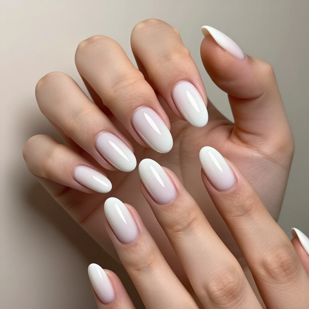 Pearl Inlay White Almond Chrome for Vintage Elegance - white almond chrome nails