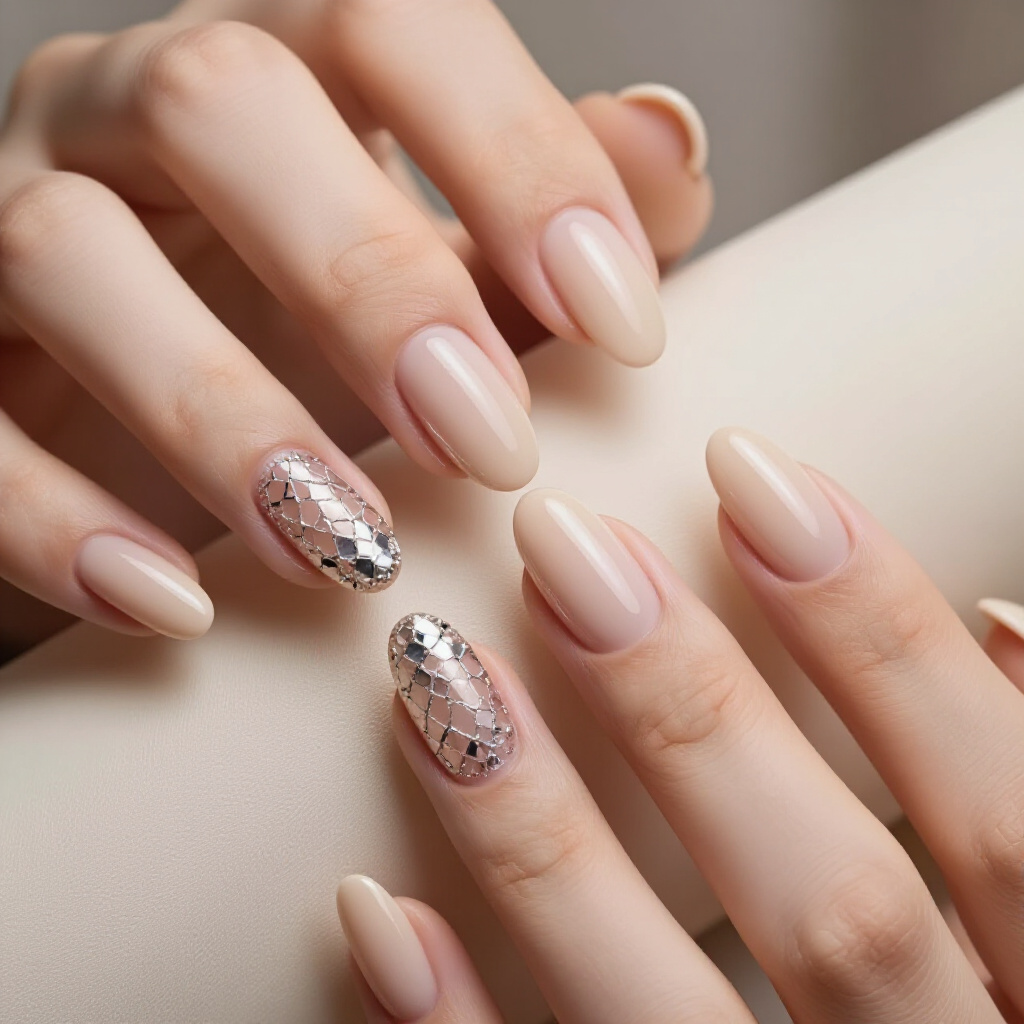 Rosy Nude Almond Chrome Nails with a Delicate Pink Undertone - nude almond chrome nails Rosy Nude Almond Chrome Nails with a Delicate Pink Undertone - nude almond chrome nails