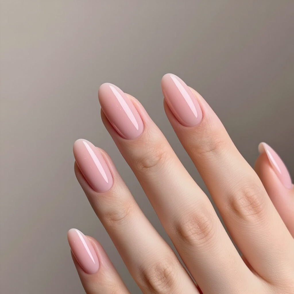 Soft Baby Pink Almond Classy Chrome Nails with a Delicate Shimmer - pink almond classy chrome nails