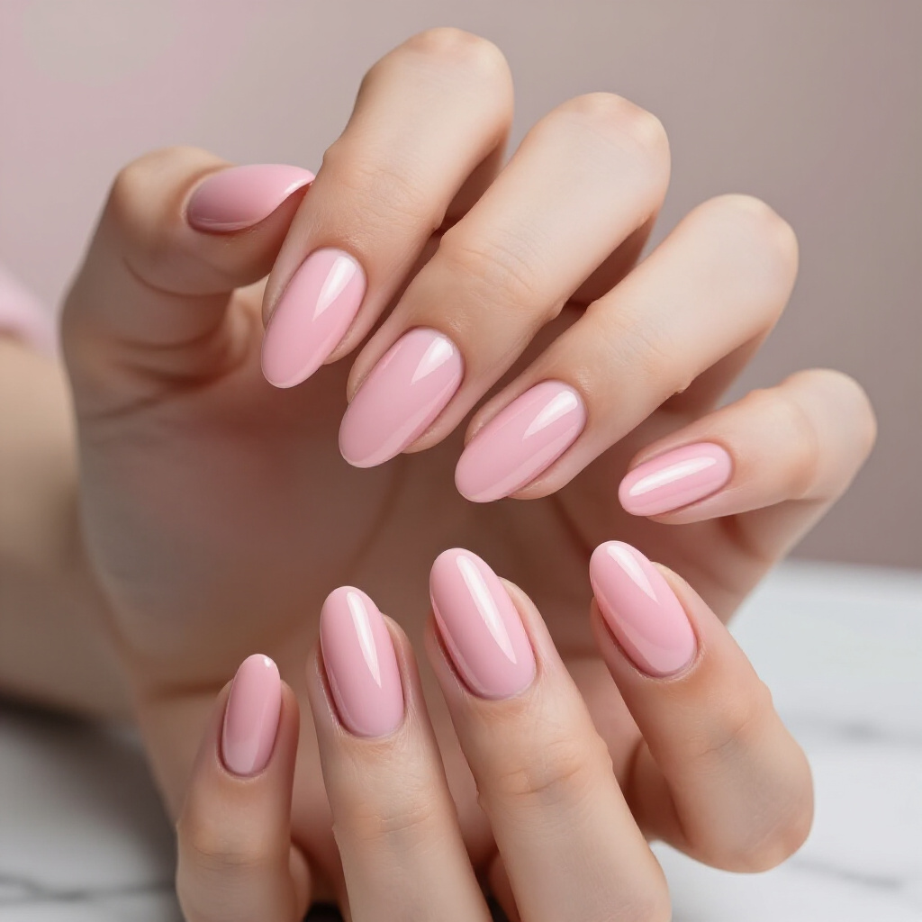 Barbie Pink Almond Nails with a High-Gloss Chrome - pink almond classy chrome nails