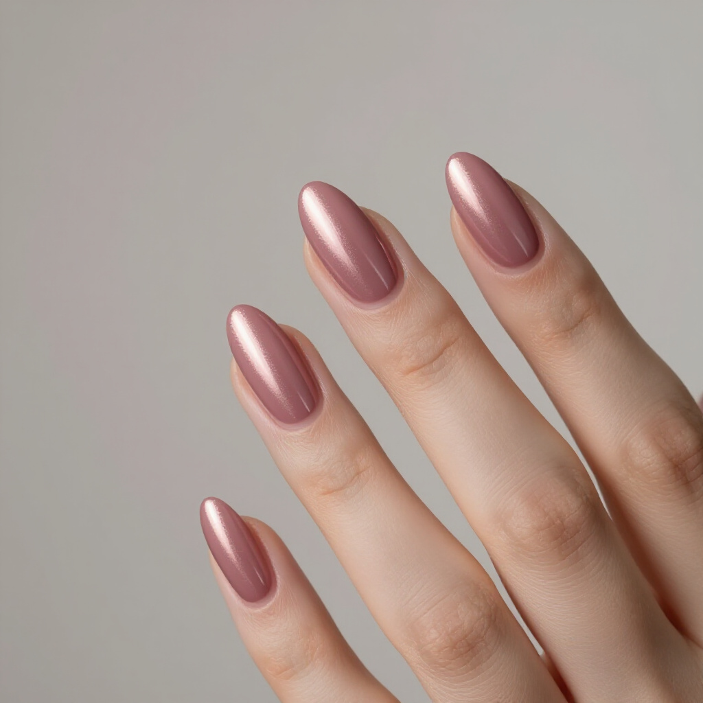 Nude Pink Almond Nails with a Subtle Chrome French Tip - pink almond classy chrome nails