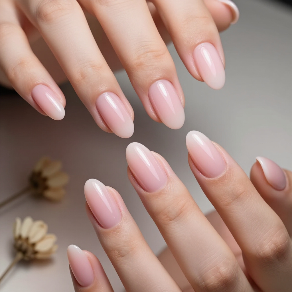 Mauve Pink Almond Nails with a Brushed Chrome Effect - pink almond classy chrome nails