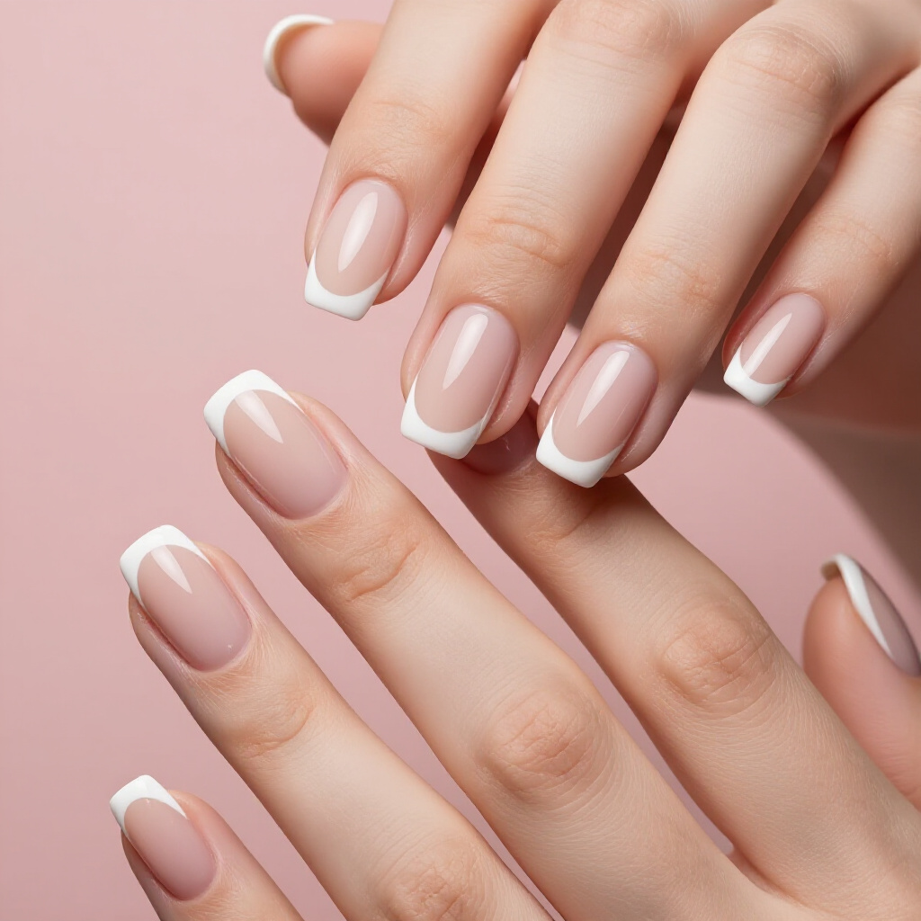 Classic Beige Nude with a High-Gloss Mirror Chrome Finish - nude short simple chrome nails