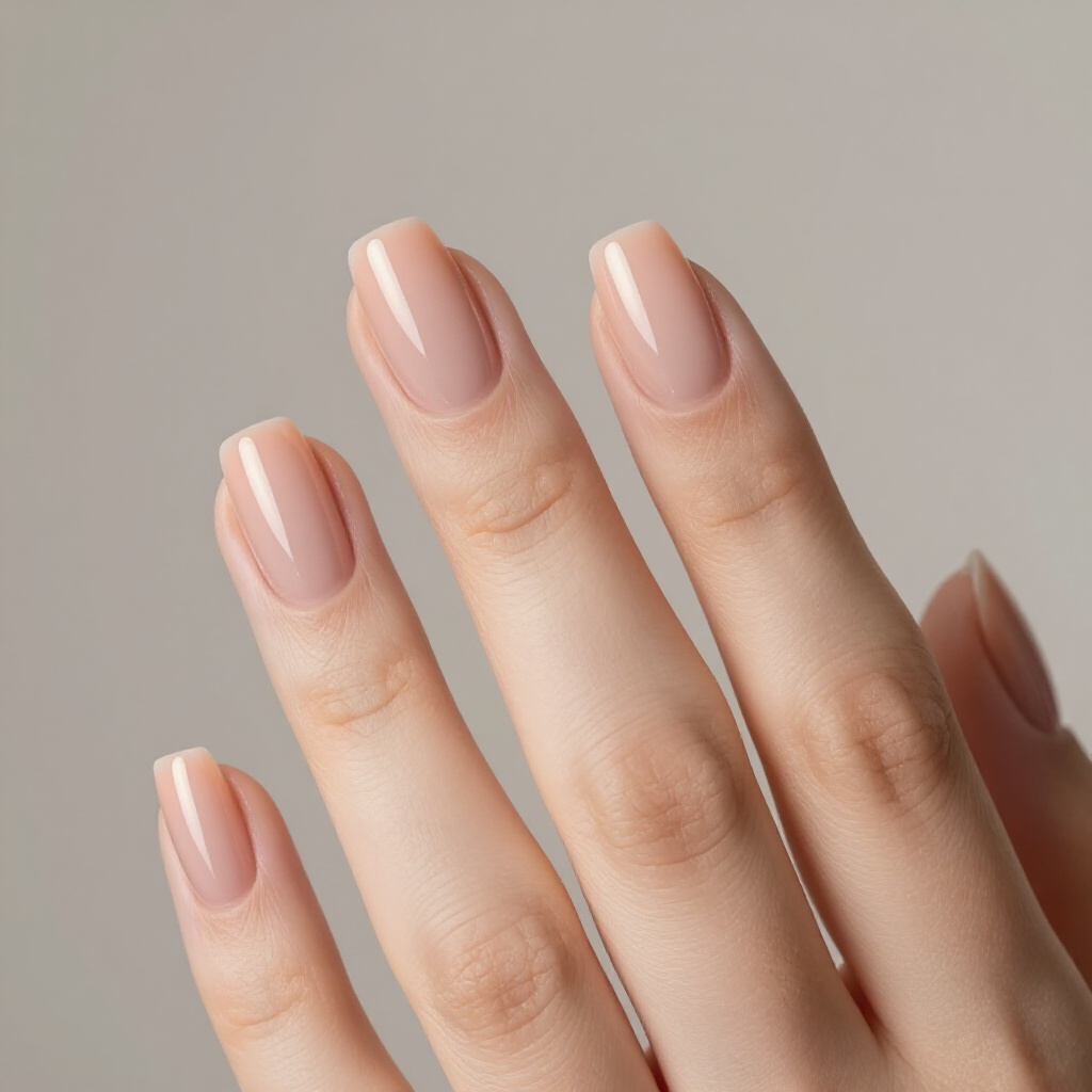 Warm Caramel Nude with a Bronzed Chrome Finish - nude short simple chrome nails