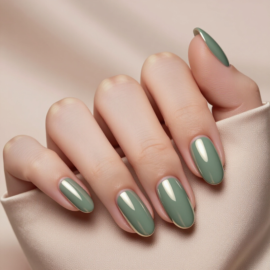 Natural Beige Nude with a Matte Chrome Top Coat - nude short simple chrome nails