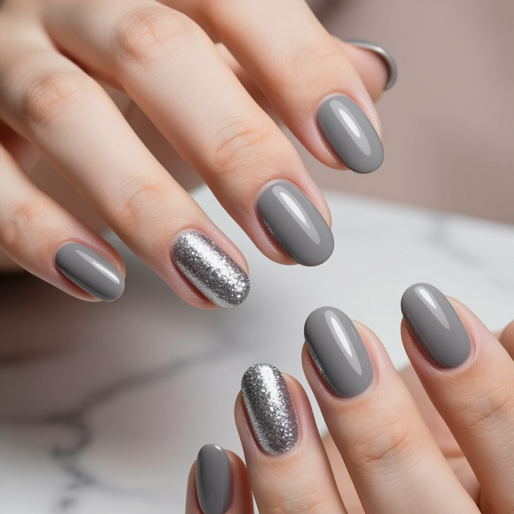 Muted Olive Green Velvet with a Subtle Pearlescent Sheen - velvet nails