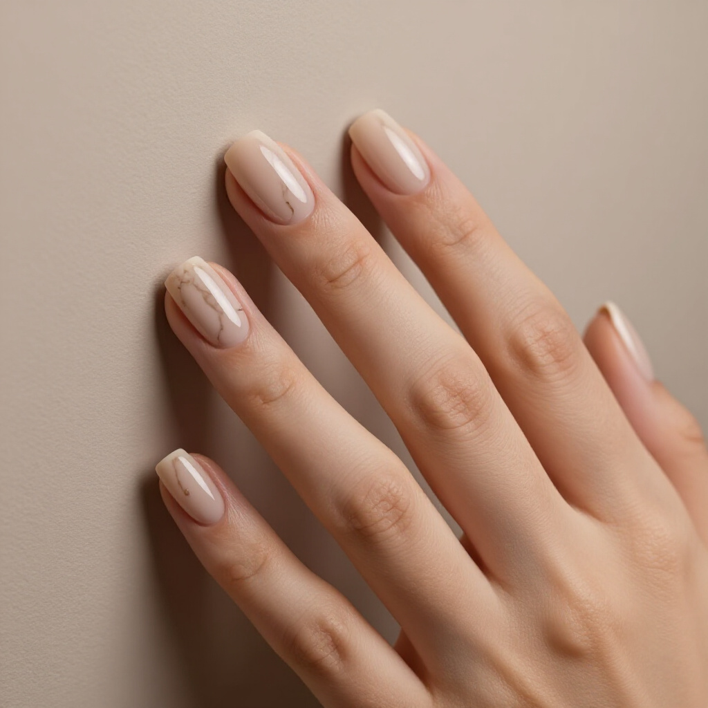 Dusty Rose Short Velvet Nails with a Pearlescent Sheen Accent - short velvet nails