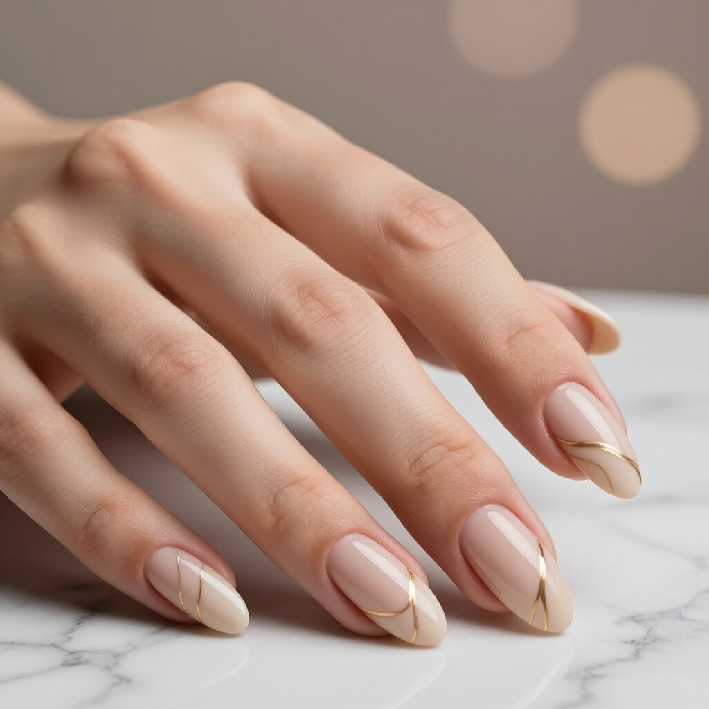 Rose Gold Metallic Velvet Almond Nails with Minimalist Design - almond velvet nails Rose Gold Metallic Velvet Almond Nails with Minimalist Design - almond velvet nails