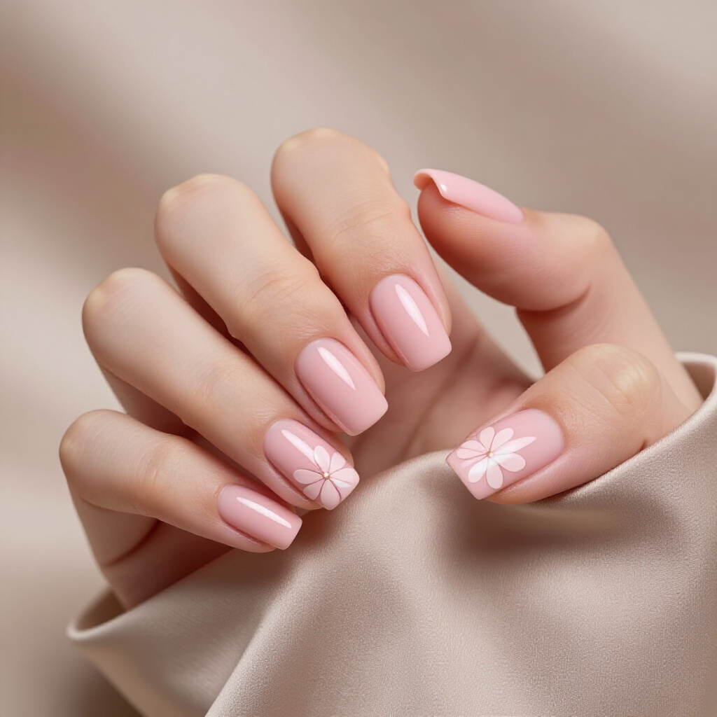 Pastel Pink Short Velvet Nails with Delicate Swirls - pink short velvet nails Pastel Pink Short Velvet Nails with Delicate Swirls - pink short velvet nails