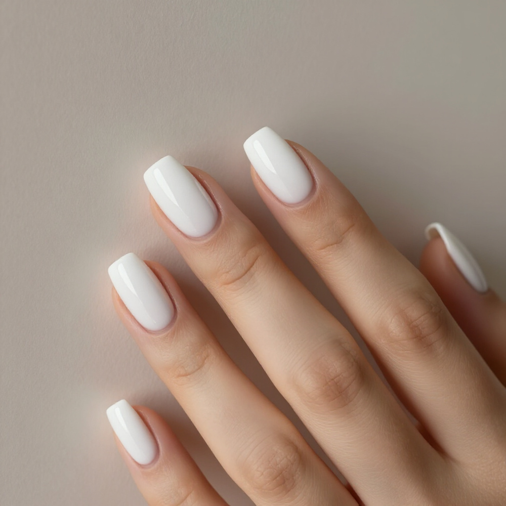Minimalist Silver Glitter Striping on Short White Velvet Nails - white short velvet nails