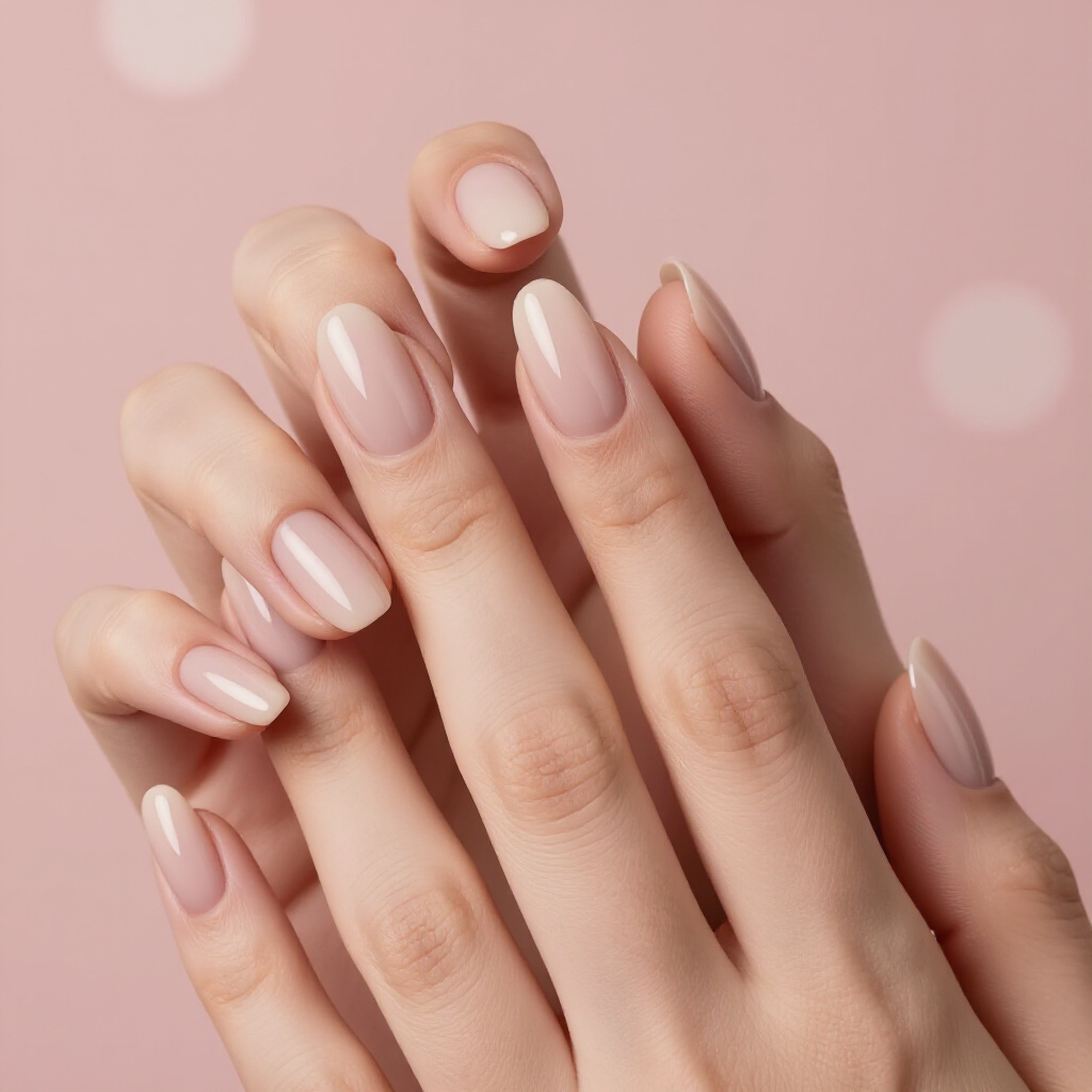 Classic Milky Nude Short Velvet Nails with a Subtle Sheen - nude short velvet nails