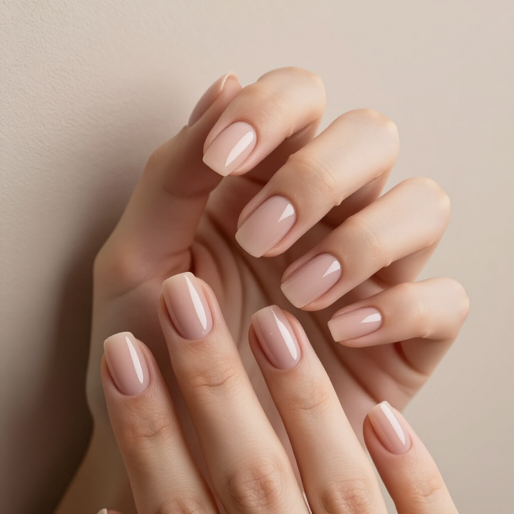Caramel Nude Short Velvet Nails for Deep, Rich Undertones - nude short velvet nails