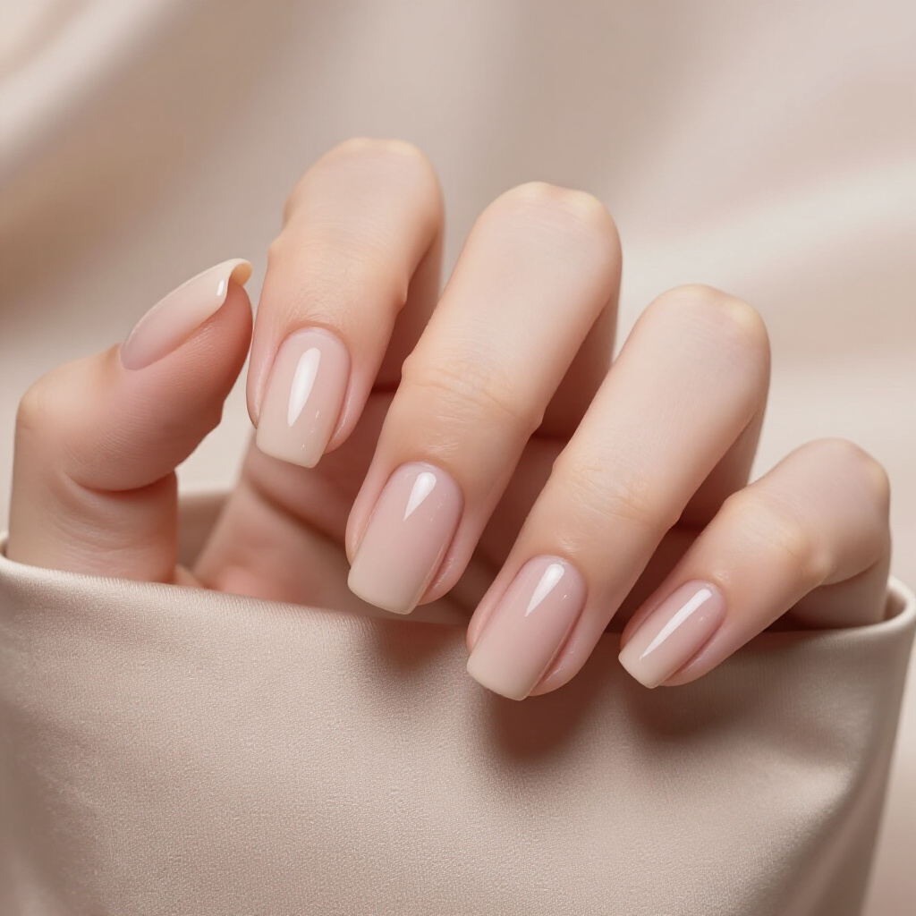 Warm Beige Nude Short Velvet Nails: The Ultimate Neutral - nude short velvet nails