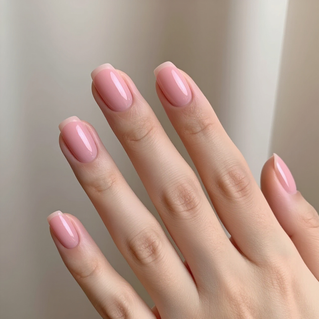Classic Dusty Rose Pink Short Classy Velvet Nails with a Tiny Pearl Detail - pink short classy velvet nails