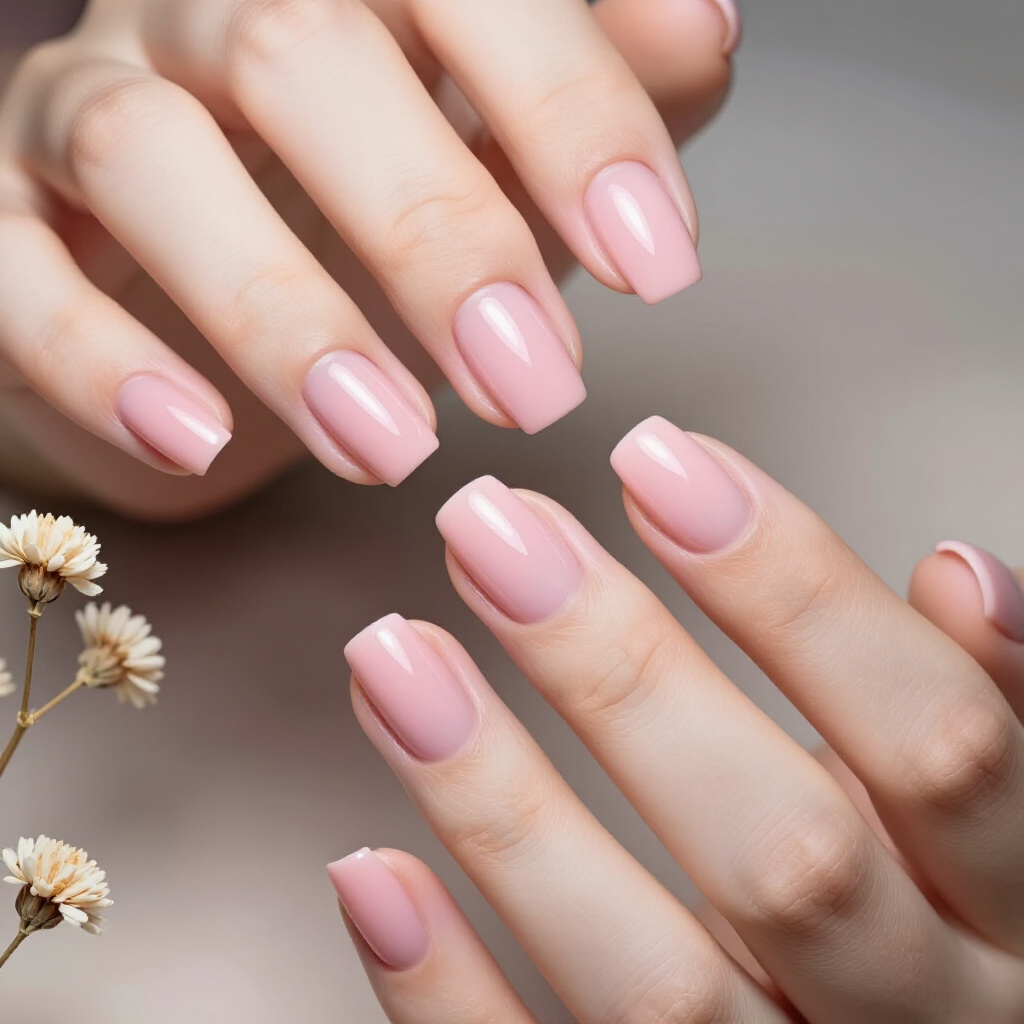 Candy Pink Velvet Nails with a Glossy Accented Tip - pink short simple velvet nails