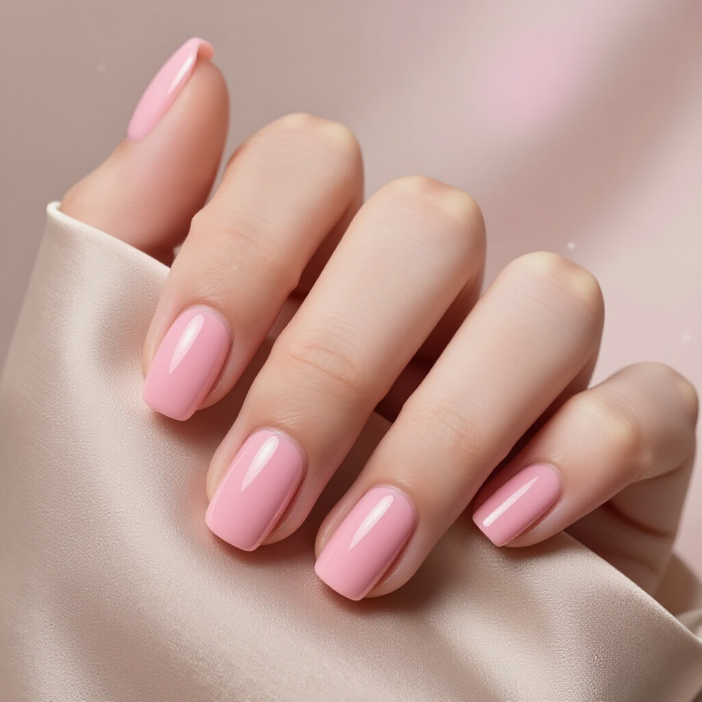 Sheer Pink Velvet Nails for a 'Your Nails But Better' Look - pink short simple velvet nails