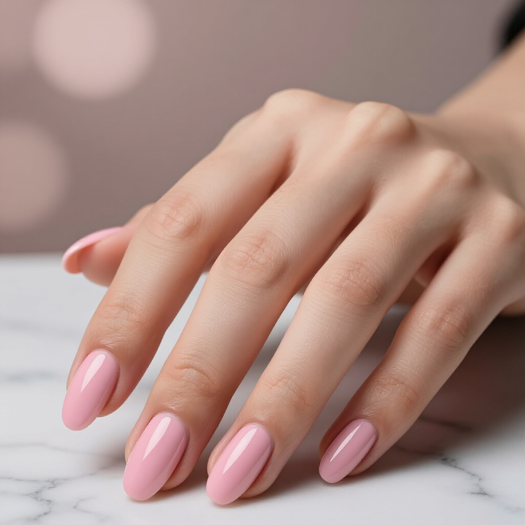 Soft Baby Pink Short Cute Velvet Nails with a Hint of Sparkle - pink short cute velvet nails