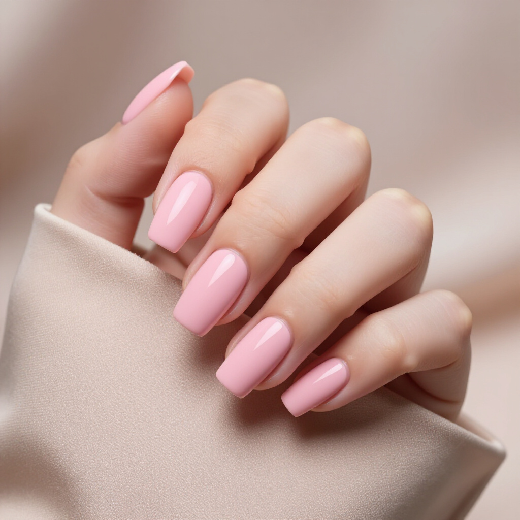 Barbiecore Pink Short Cute Velvet Nails with Minimalist Gold Studs - pink short cute velvet nails