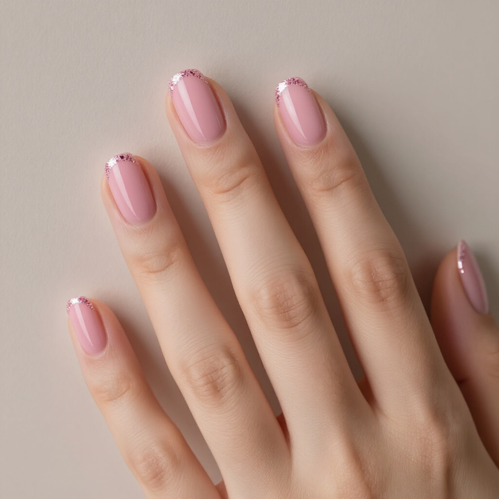Hot Pink Short Cute Velvet Nails with a Single Rhinestone Accent - pink short cute velvet nails