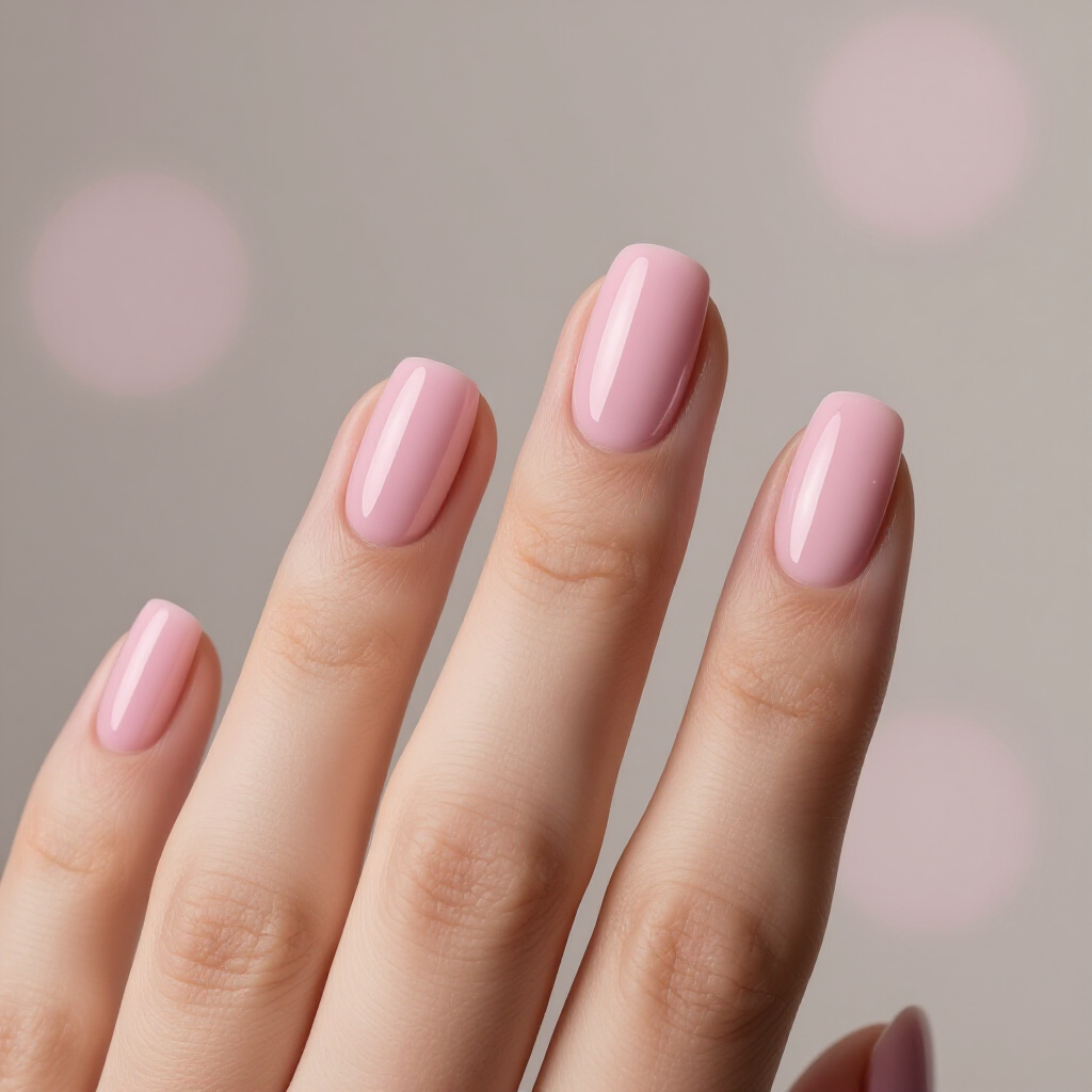 Mauve Pink Short Cute Velvet Nails with a Minimalist French Tip - pink short cute velvet nails