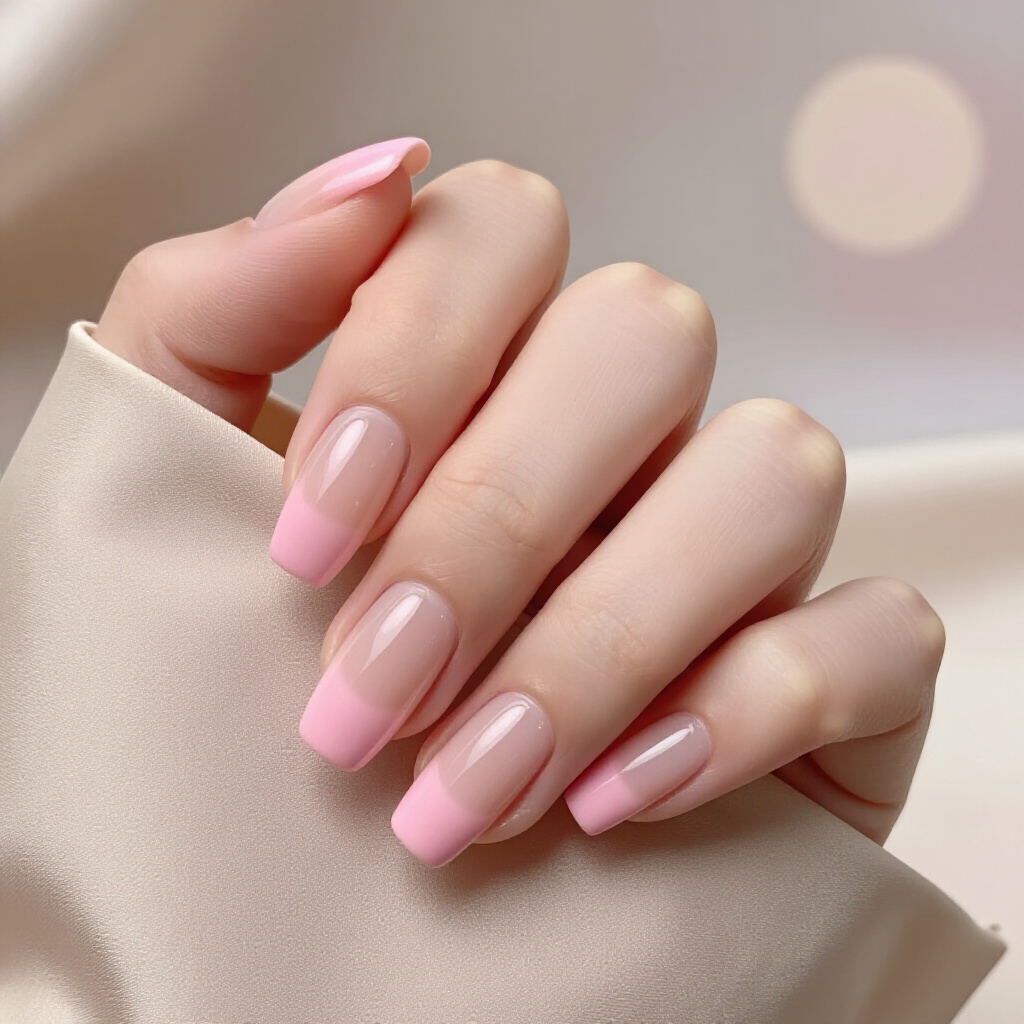 Pale Pink Short Cute Velvet Nails with a White Marble Effect - pink short cute velvet nails