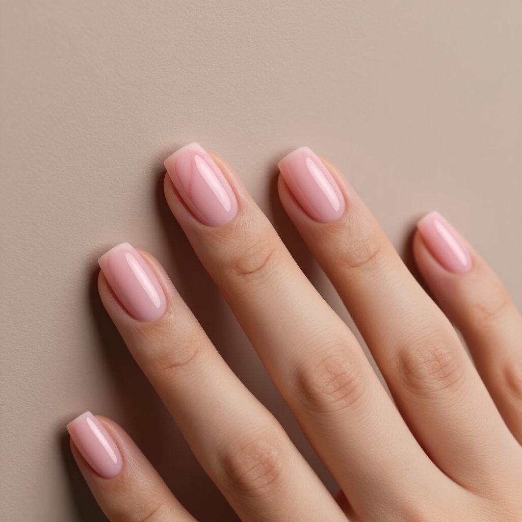 Blush Pink Short Cute Velvet Nails with Tiny Silver Stars - pink short cute velvet nails