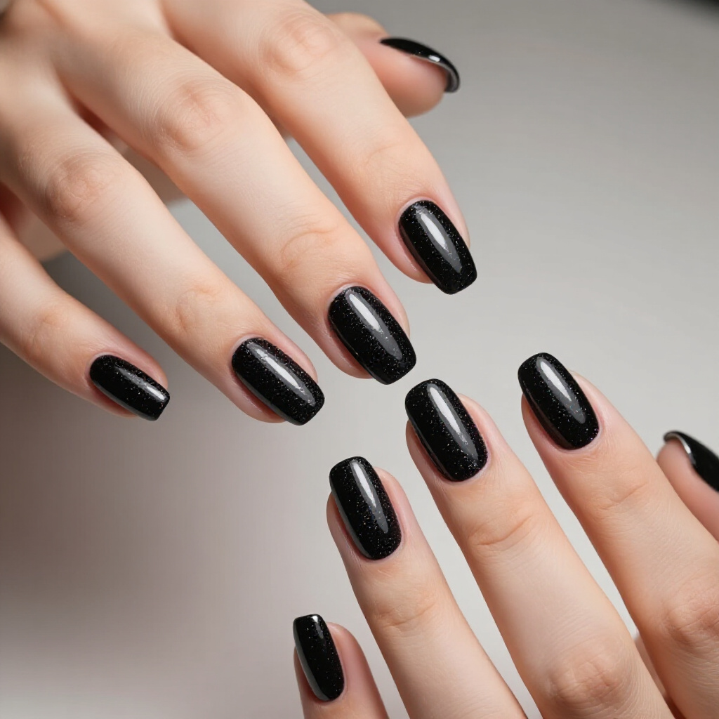 The 'Mona Lisa' Look: Deep Forest Green Velvet Almond Nails - black almond velvet nails