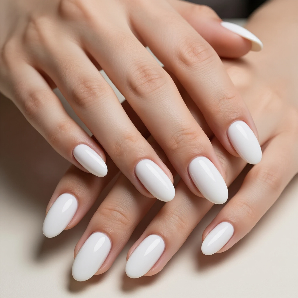 French Tip White Almond Velvet: A Modern Take on a Classic - white almond velvet nails