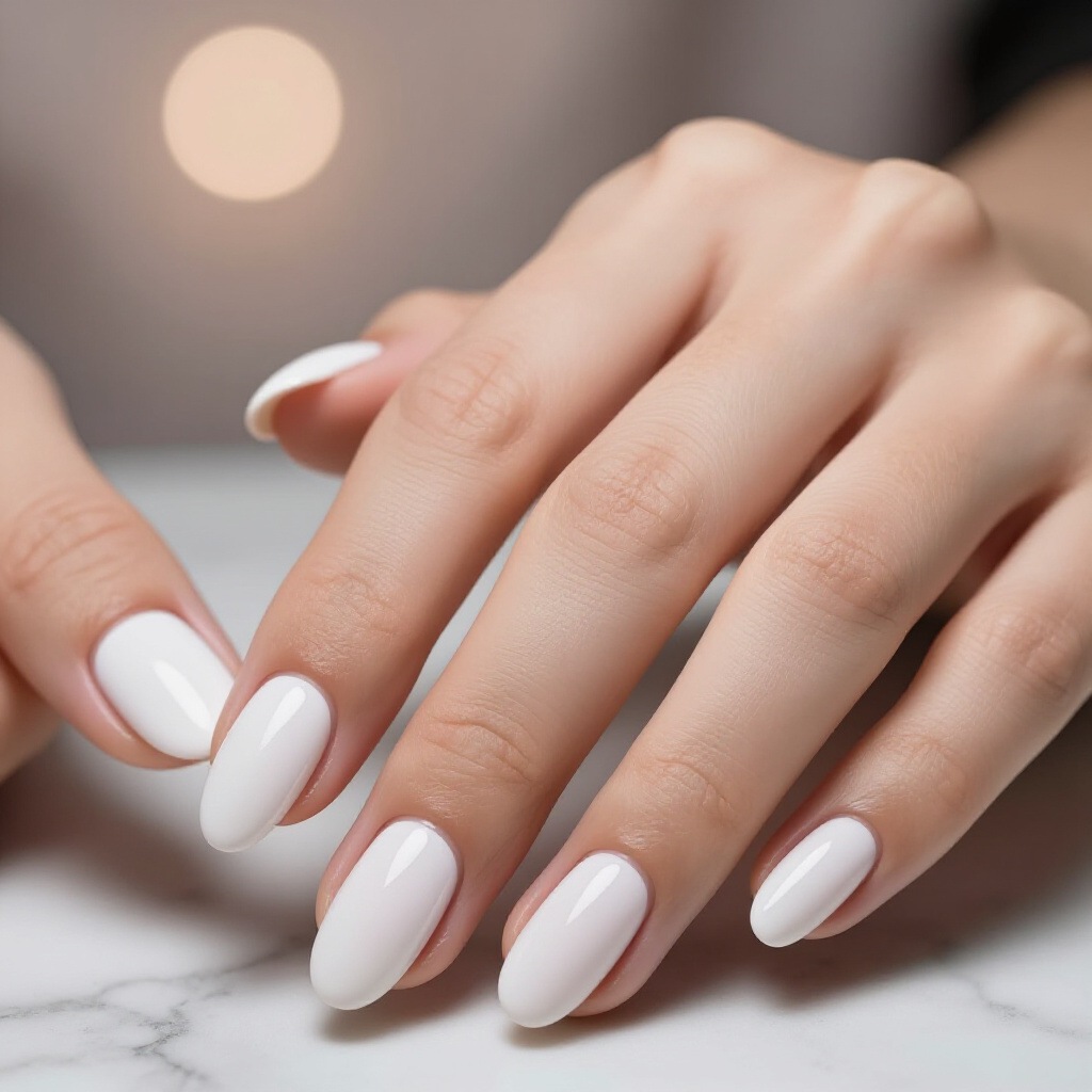 Marble Swirl White Almond Velvet Nails with Delicate Grey Accents - white almond velvet nails