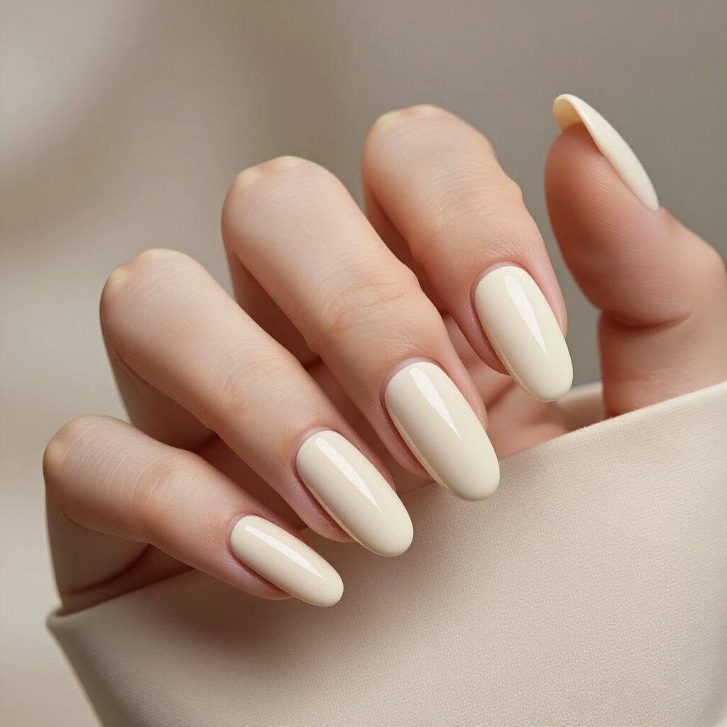 Milky White Almond Velvet with a Hint of Pink Undertones - white almond velvet nails