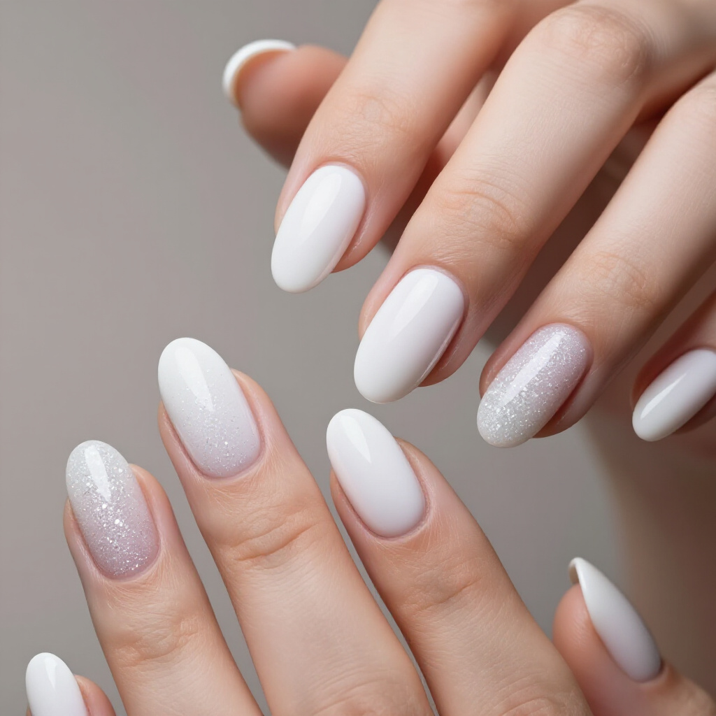 Textured White Almond Velvet Nails with Subtle 3D Details - white almond velvet nails
