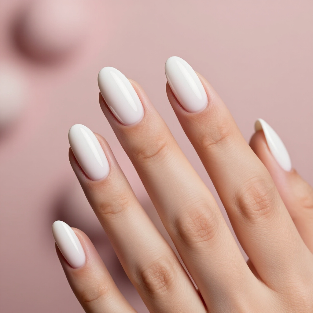 Chrome Swirl White Almond Velvet Nails: Modern Metallic Accents - white almond velvet nails