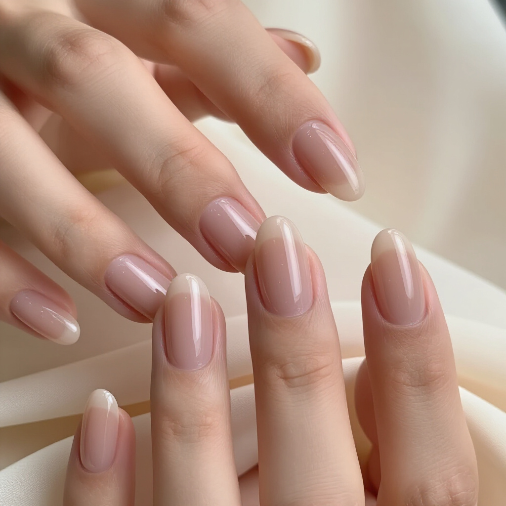 Pale Pink Nude Almond Velvet Nails for a Delicate Romance - nude almond velvet nails
