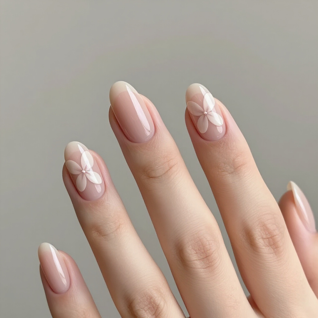 Soft Gray Nude Almond Velvet Nails for a Minimalist Vibe - nude almond velvet nails