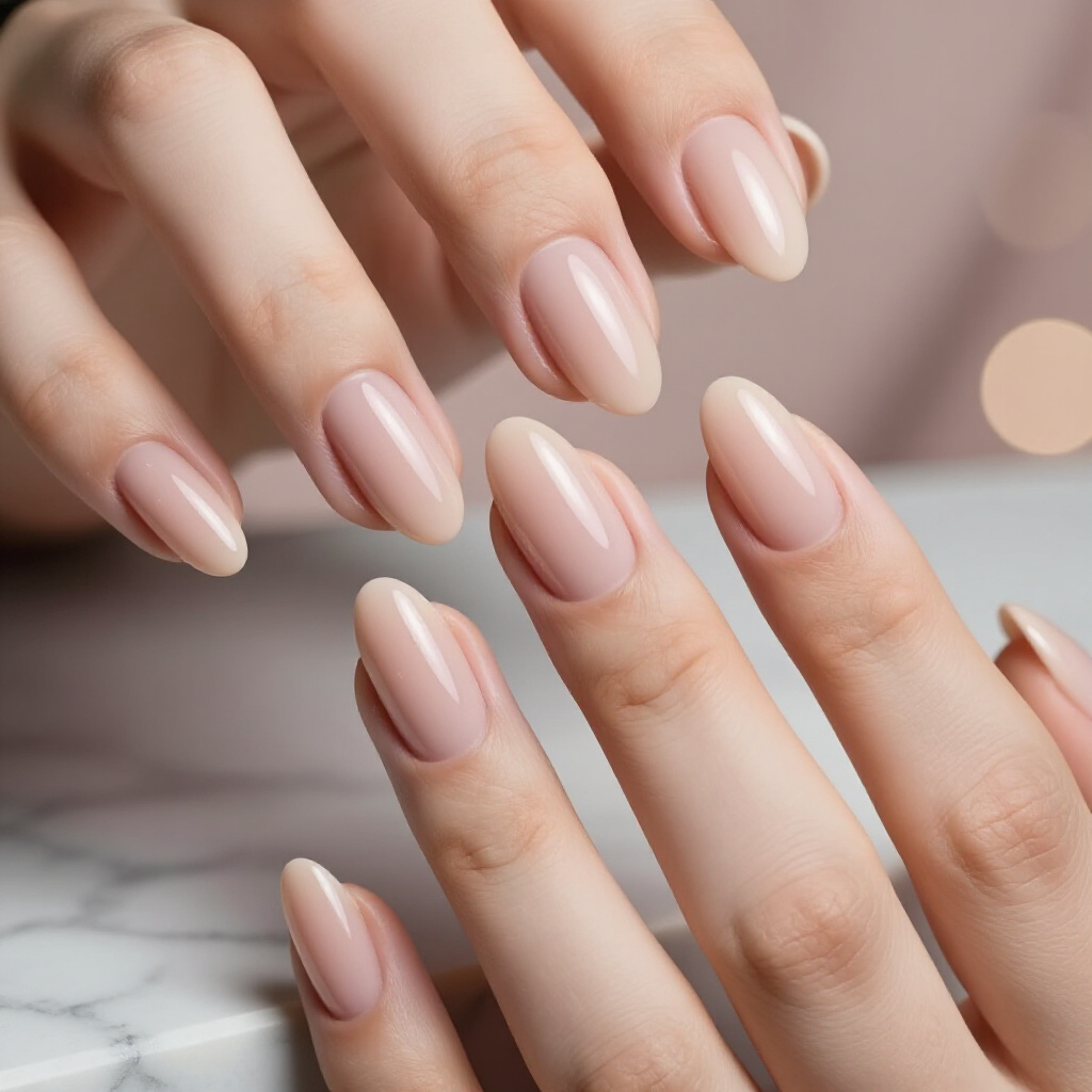 Rosy Brown Almond Velvet Nails for a Natural Flush - nude almond velvet nails
