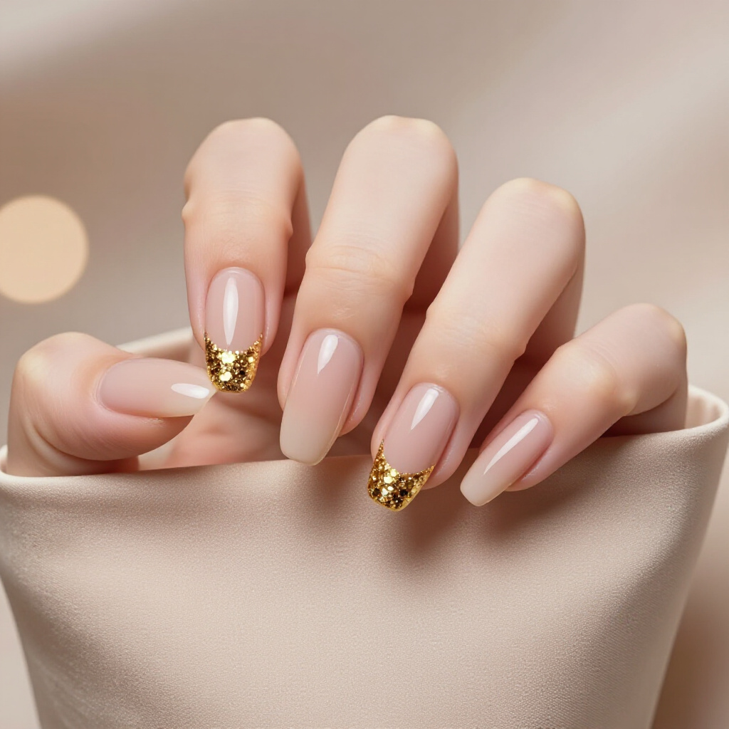 Nude Almond Velvet Nails with a Delicate French Tip Accent - nude almond velvet nails