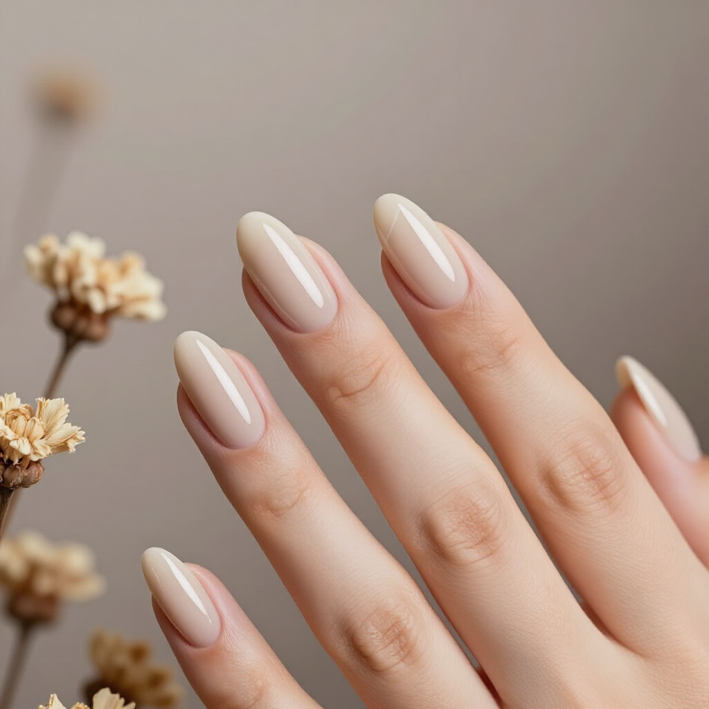 Ombre Nude Almond Velvet Nails: Seamless Color Transition - nude almond velvet nails